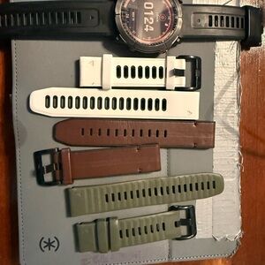 Silicone and Leather Replacement Watch Bands - Black, White, Brown, Olive.